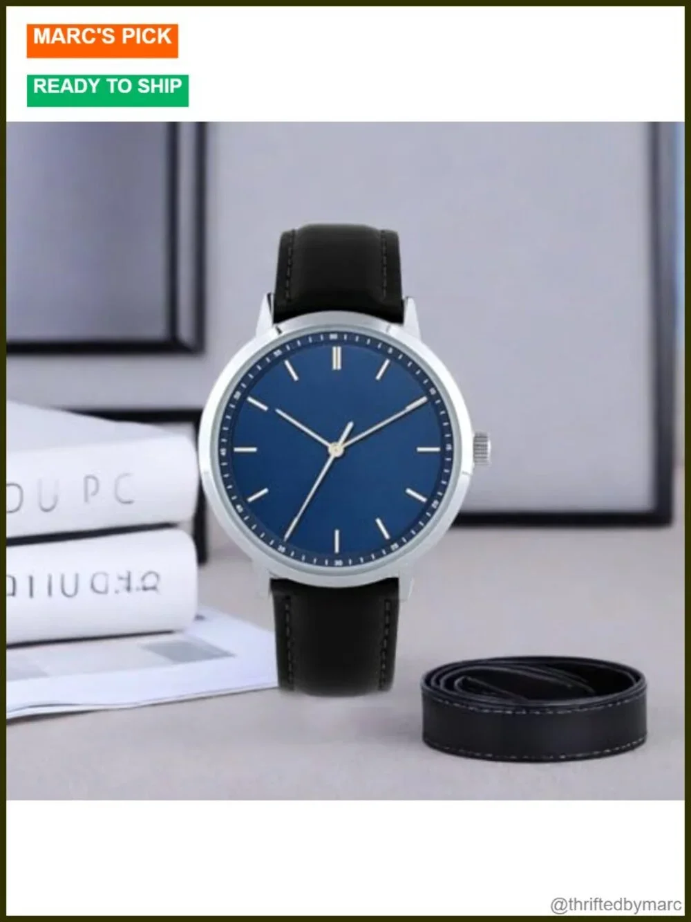 Large Dial Arabic Numerals Modern Classic Wrist Watch with Leather Strap Quartz